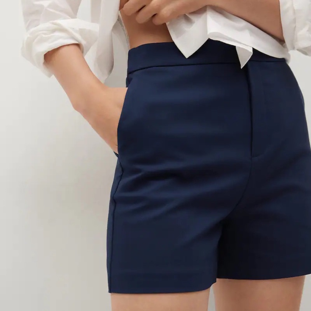 NWT Mango Cotton Pocket Shorts in Navy Size 8